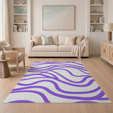 Fluid Purple Waves Abstract Area Rug