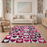Vibrant Hearts Grid Area Rug
