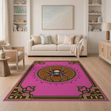 Ornate Pink Spider Medallion Area Rug
