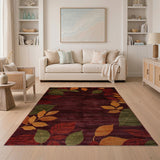 Autumn Leaves Maroon Area Rug