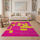 Multi-color and Patterns Vibrant Pink Yellow Geometric Area Rug