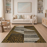 Geometric Leopard Stripe Area Rug