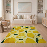 Zesty Lemon Slices Leaves Area Rug