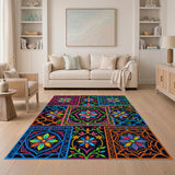 Vibrant Boho Floral Patchwork Area Rug