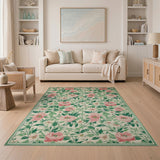 Floral Vintage Peony Pink Peony Floral Vintage Area Rug