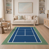 ODIKA Washable Tennis Court Rug - Low Pile Non-Slip Sports Area Rug for Kids & Playroom