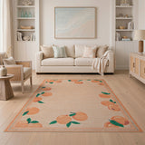 Whimsical Peach Fruit Border Area Rug