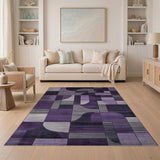 Geometric Modern Purple Gray Geometric Abstract Area Rug
