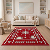 Red Snowflake Star Geometric Area Rug