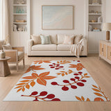 Orange Maple Leaves Red Berries Area Rug