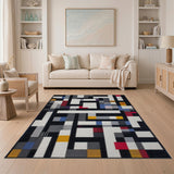 Abstract Geometric Multi-Color Patchwork Rug