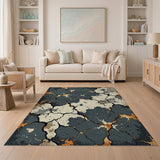 Abstract Cracked Lava Grey Area Rug