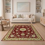 Elegant Red Persian Floral Area Rug with Gold Accents