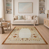 Beige and Neutral Heritage Tribal Beige Geometric Heritage Tribal Area Rug