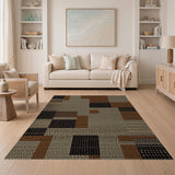 Textured Geometric Brown Tan Area Rug