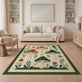 Whimsical Mushroom Meadow Boho Chic Area Rug