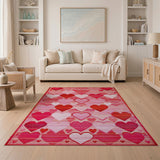Pink Multi-Heart Woven Area Rug