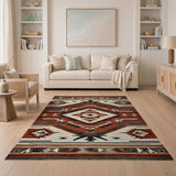 Southwestern Red Diamond Geometric Area Rug