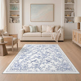 Blue Floral Bird Vintage Area Rug