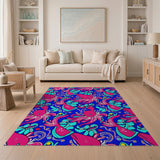 Playful Pink Octopus Whale Cartoon Rug