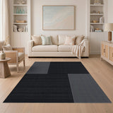 Modern Grey Grid Block Area Rug