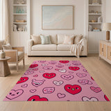 Cute Kawaii Hearts Pink Area Rug