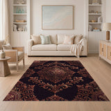 Opulent Gold Crown Baroque Damask Rug