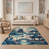 Serene Chinese Pagoda Garden Area Rug