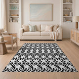 Black White Intricate Persian Trellis Area Rug