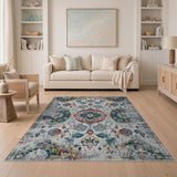 Distressed Multi-Color Persian Medallion Area Rug
