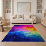 Cosmic Rainbow Galaxy Pixel Area Rug