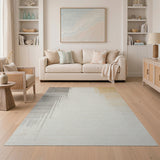 Abstract Grey-Orange Gradient Stripe Area Rug