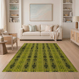 Vibrant Yellow Black Tribal Geometric Rug