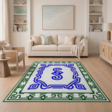 Ornate Blue Scroll Medallion Area Rug