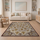 Gold Floral Beige Persian Area Rug