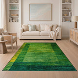 Vibrant Green Yellow Block Geometric Area Rug