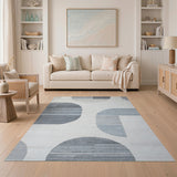 Modern Grey Abstract Geometric Grey Area Rug