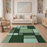 Serene Green Geometric Abstract Rug
