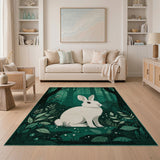 Enchanted Forest White Rabbit Area Rug