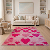 Pixelated Hearts Pink Area Rug