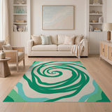 Green Swirl Abstract Abstract Area Area Rug
