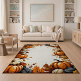 Orange Autumn Pumpkin Harvest Border Rug