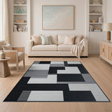 Bold Black and White Bold Black White Geometric Abstract Rug