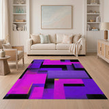 Vibrant Purple Pink Geometric Abstract Area Rug