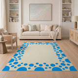 Playful Blue Polka Dot Border Area Rug