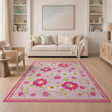Charming Pink Floral Garden Area Rug