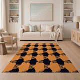 Orange Bold Orange Black Geometric Pattern Area Rug
