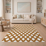 Brown Geometric Lattice Washable Area Rug