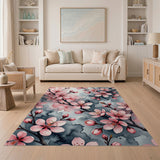 Cherry Blossom Watercolor Pink Area Rug
