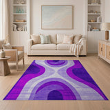Geometric Modern Purple Abstract Wave Area Rug